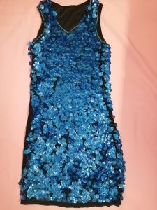 Kids Costumes to Hire - Blue Shell Sequin dress - TEEN - SMALL